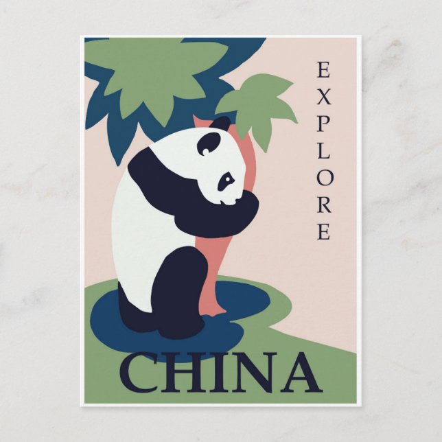 China Panda Bear Vintage Travel Poster Postcard (Front)