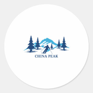 China peak california ski resort skiing skier classic round sticker