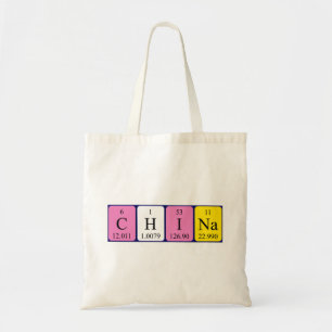 China periodic table name tote bag