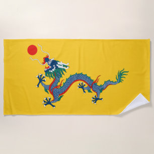 China Qing Dynasty Flag (Chinese Dragon) (Asian) Beach Towel
