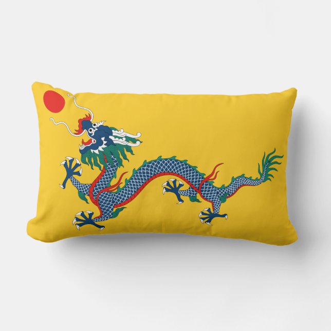 China Qing Dynasty Flag (Chinese Dragon) (Asian) Lumbar Cushion (Front)