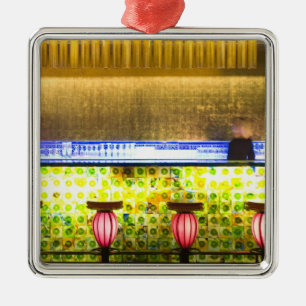 China, Shanghai. Bar in the Xin Tian Di bar 2 Metal Tree Decoration