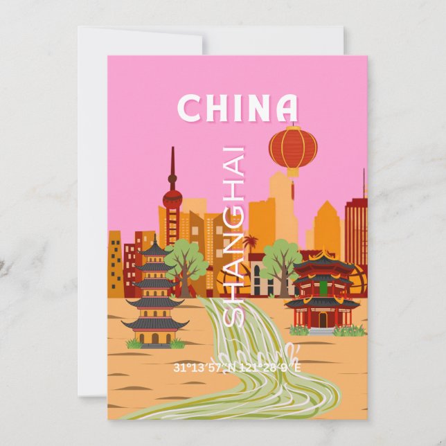 China Shanghai Travel Art Invitation (Front)