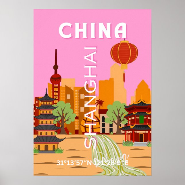 China Shanghai Travel Art Poster (Front)