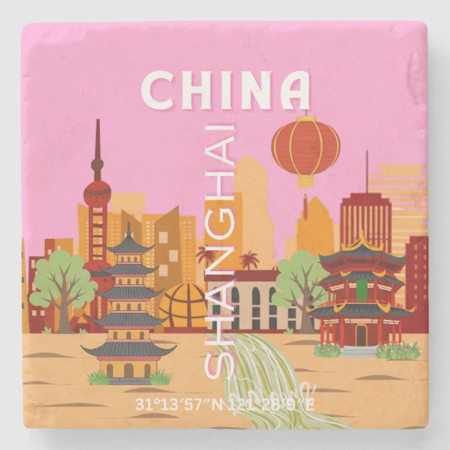 China Shanghai Travel Art Stone Coaster (Front)