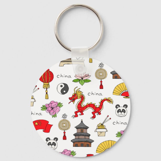 China Symbols Pattern Key Ring (Front)