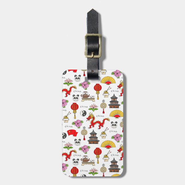 China Symbols Pattern Luggage Tag (Front Vertical)