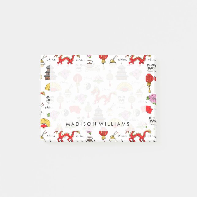 China Symbols Pattern Post-it Notes (Front)