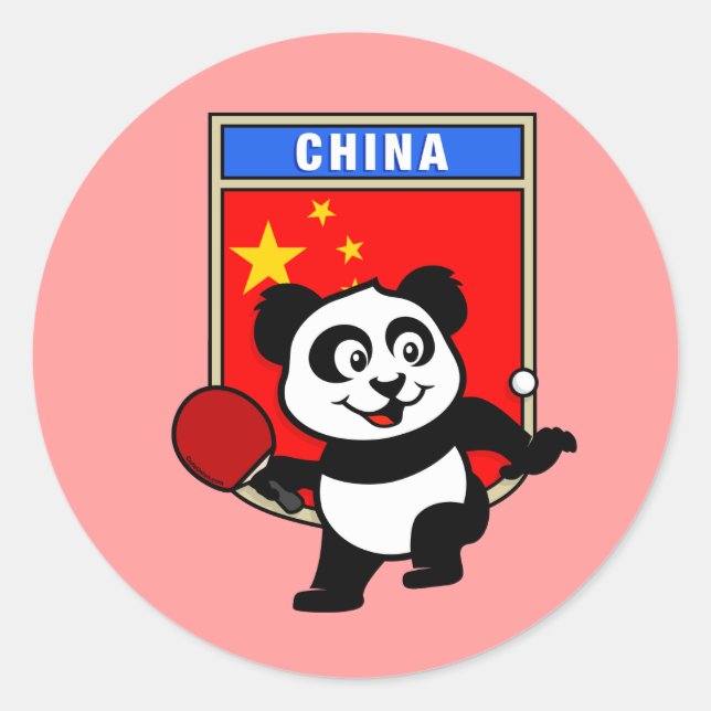 China Table Tennis Panda Classic Round Sticker (Front)