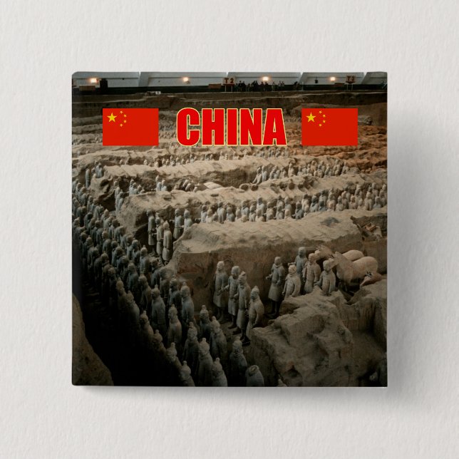 CHINA Terracotta Army 15 Cm Square Badge (Front)