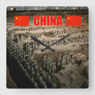 CHINA Terracotta Army Square Wall Clock