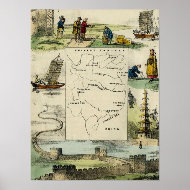 CHINA & THE CHINESE PEOPLE c1840 Poster (Front)