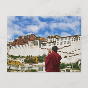 China, Tibet, Lhasa, Tibetan monk with Potala Postcard