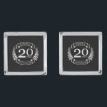 China Traditional wedding anniversary 20 years Silver Finish Cufflinks<br><div class="desc">A design to celebrate 20 years of marriage. This design has a white (china) coloured laurel design on a black background. China is the traditional gift for this occasion. The text reads china 20 years anniversary. A romantic design to celebrate your 20th year of marriage. If you would like any...</div>