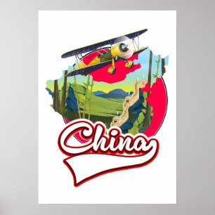 China Travel map logo Poster