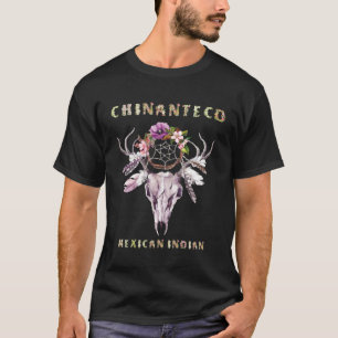 Chinanteco Mexican Indian Tribe BOHO Floral Skull  T-Shirt