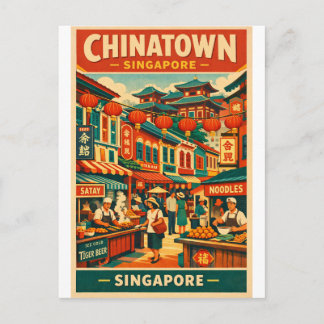Chinatown in Singapore retro travel Postcard