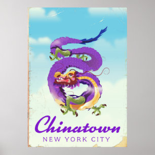 Chinatown New York city vintage poster