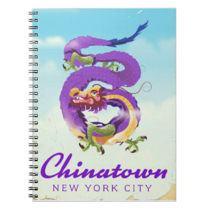 Chinatown New York city vintage poster Spiral Notebook