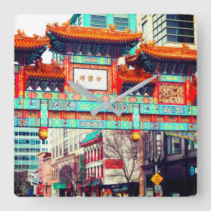Chinatown. Washington, DC, USA Square Wall Clock
