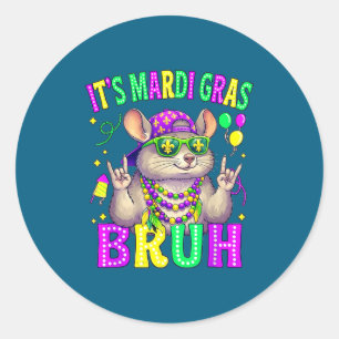 Chinchilla bruh mardi gras boys girls kids carniva classic round sticker