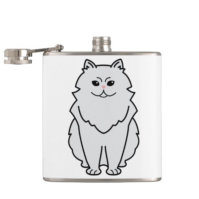 Chinchilla Cat Cartoon Hip Flask (Opened)