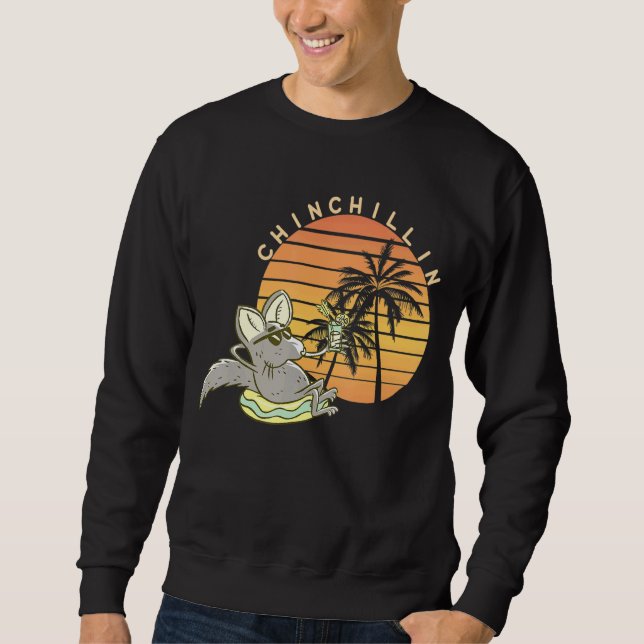 Chinchilla Chillin Sunset Retro Vintage Relax Chin Sweatshirt (Front)