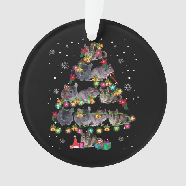 Chinchilla Christmas Tree Funny Rodents Lover Xmas Ornament (Front)