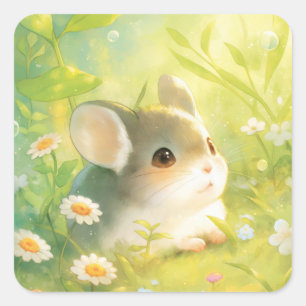 Chinchilla Garden Wonderland Square Sticker