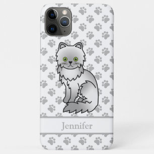 Chinchilla Grey Persian Cute Cartoon Cat & Name Case-Mate iPhone Case