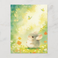 Chinchilla in Sunny Flower Garden with Butterfly