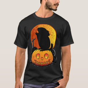 Chinchilla On Pumpkin Howling On Moon Fun Hallowee T-Shirt