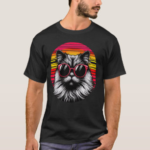 Chinchilla Persian Cat Retro Vintage Sunset Sungla T-Shirt