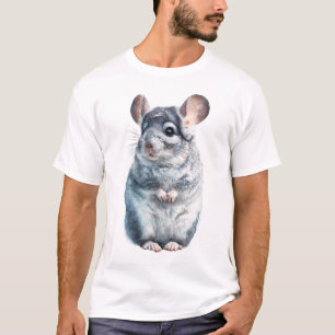 Chinchilla Portrait Artistic Furry Rodent Men T-Shirt