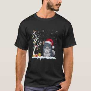 Chinchilla Santa Hat Festive Tree Light Christmas T-Shirt