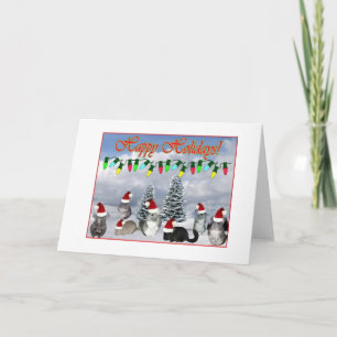Chinchilla Santas Decorating Tree Holiday Card