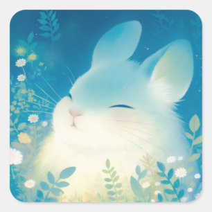 Chinchilla Serene Floral Retreat Square Sticker