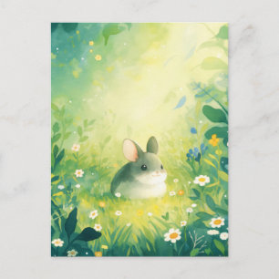 Chinchilla Sitting in Sunny Green Meadow Postcard