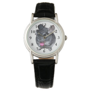 Chinchilla with top hat holding teacup watch