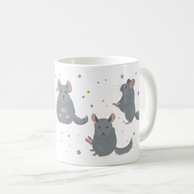 Chinchillas doing yoga coffee mug (Front Right)