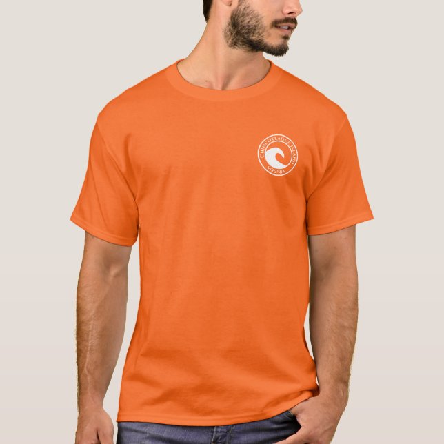 Chincoteague Island White Ocean Wave Circle Design T-Shirt (Front)