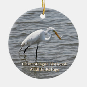 Chincoteague National Wildlife Great Heron Egret Ceramic Tree Decoration