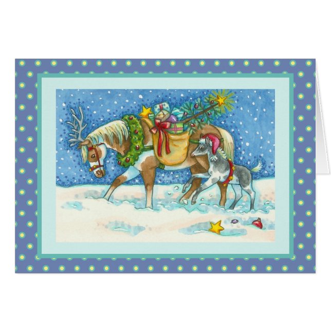 CHINCOTEAGUE PONIES CHRISTMAS GREETING CARD Verse (Front Horizontal)