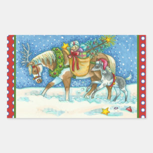 CHINCOTEAGUE PONIES & HOLIDAY WISHES HORSE STICKER