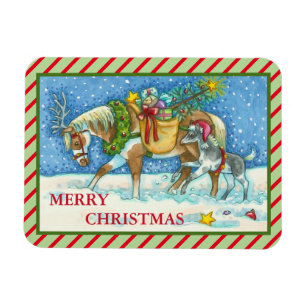CHINCOTEAGUE PONY, HOLIDAY CHRISTMAS HORSE MAGNET