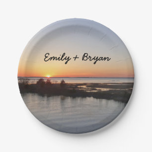 Chincoteague Sunset I Virginia Landscape Paper Plate