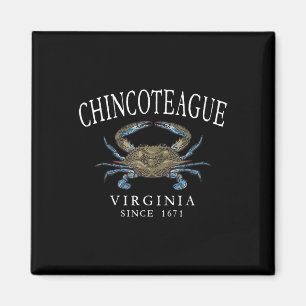 Chincoteague Virginia Blue Crab Since 1671 White L Magnet