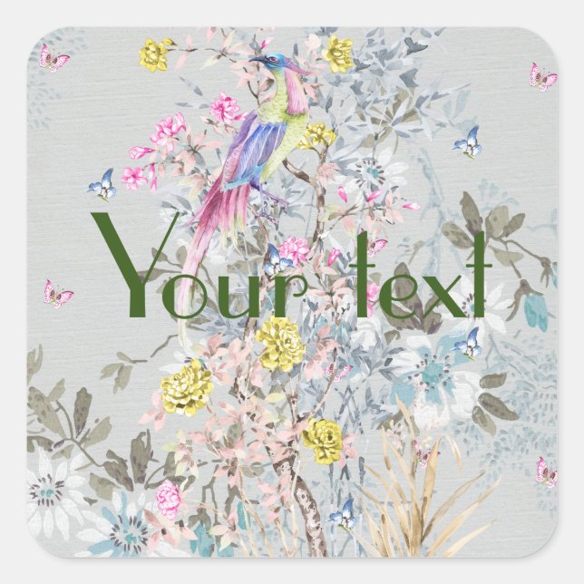 Chine soirée,toile,nature scene,antique,pattern,pe square sticker (Front)