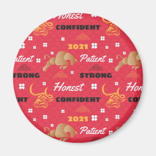 Chinese 2021 Year of the Ox Traits Magnet