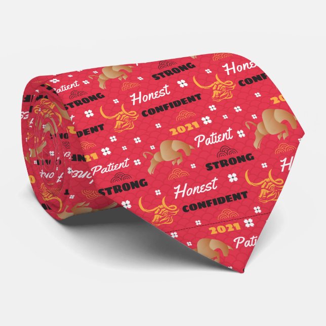 Chinese 2021 Year of the Ox Traits Tie (Rolled)